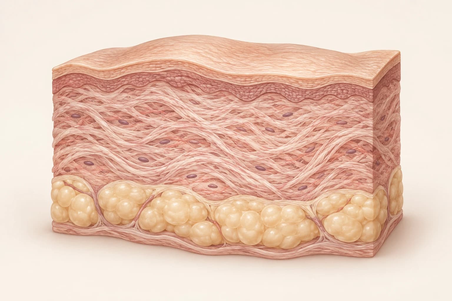 Skin cross-section showing the dermal collagen matrix